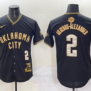 NBA Oklahoma City Thunder #2 Shai Gilgeous-Alexander Black Baseball Jersey