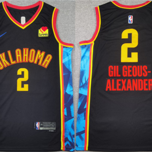 Men's Oklahoma City Thunder #2 Shai Gilgeous-Alexander Black 2024-25 City Edition Stitched Jersey
