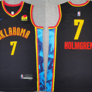 Men's Oklahoma City Thunder #7 Chet Holmgren Black 2024-25 City Edition Stitched Jersey