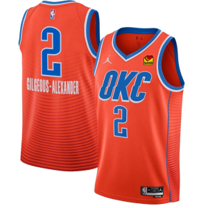 Men's Oklahoma City Thunder #2 Shai Gilgeous-Alexander Orange Statement Edition Stitched Jersey