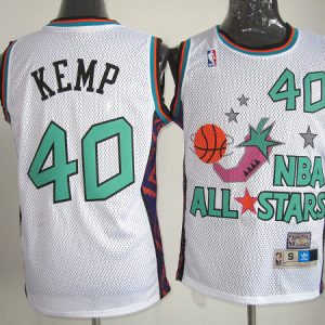 Shawn Kemp Jersey: SuperSonics 1995 All Star throwback #40 Oklahoma City Thunder Jersey In White