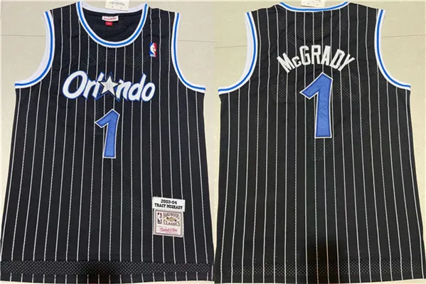 Men's Orlando Magic #1 Tracy McGrady 2003-04 Black Stitched Jersey