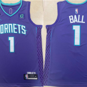 Men's Charlotte Hornets #1 LaMelo Ball Purple Stitched Basketball Jersey