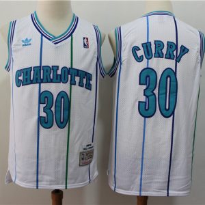 NBA Charlotte Hornets 30 Dell Curry White 1992-93 Hardwood Classics Men Jersey