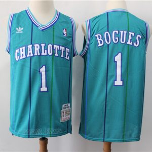 NBA Charlotte Hornets 1 Muggsy Bogues Green 1992-93 Hardwood Classics Men Jersey