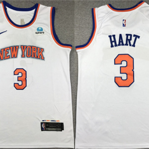 Men's New York Knicks #3 Josh Hart White Stitched Basketball Jersey