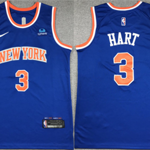 Men's New York Knicks #3 Josh Hart Blue Stitched Basketball Jersey