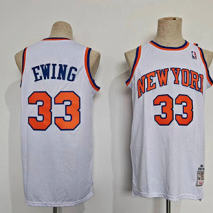 Men's New Yok Knicks #33 Patrick Ewing White Throwback Stitched Jersey
