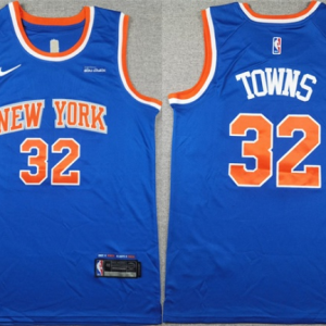 Men's New Yok Knicks #32 Karl-Anthony Towns Blue Icon Edition Edition Stitched Basketball Jersey