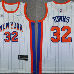 Men's New Yok Knicks #32 Karl-Anthony Towns White 2024-25 City Edition Stitched Basketball Jersey