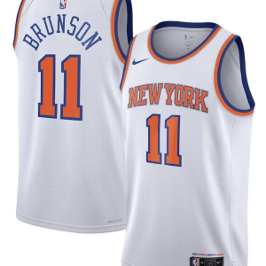 Men's New York Knicks #11 Jalen Brunson White Stitched Basketball Jersey