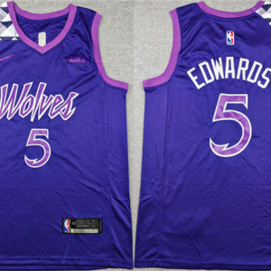 Men's Minnesota Timberwolves #5 Anthony Edwards Purple Stitched Jersey