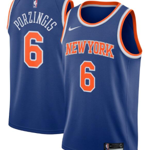 NBA New Yok Knicks Blue #6 Kristaps Porzingis Association Edition Swingman Jersey