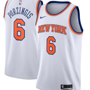 NBA New Yok Knicks White #6 Kristaps Porzingis Association Edition Swingman Jersey