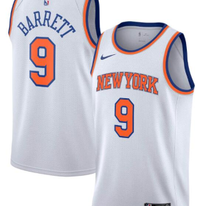 NBA New Yok Knicks White #9 R.J. Barrett Icon Edition Stitched Swingman Jersey