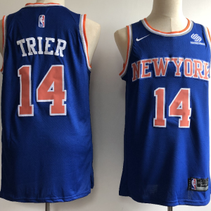 NBA Knicks 14 Allonzo Trier Blue Nike Swingman Men Jersey