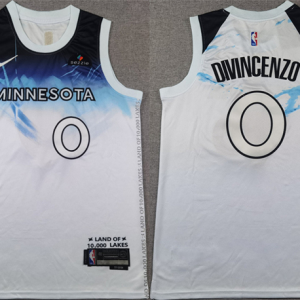 Men's Minnesota Timberwolves #0 Donte DiVincenzo White 2024/25 City Edition Stitched Jersey
