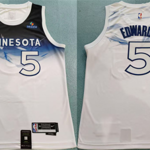 Men's Minnesota Timberwolves #5 Anthony Edwards White 2024/25 City Edition Stitched Jersey