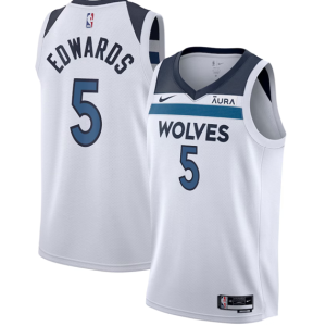 Men's Minnesota Timberwolves #5 Anthony Edwards White Association Edition Stitched Jersey