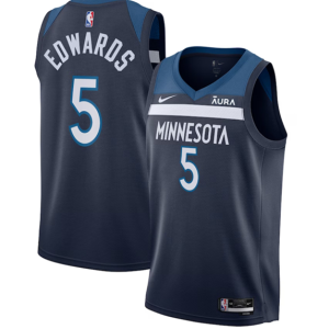 Men's Minnesota Timberwolves #5 Anthony Edwards Navy Icon Edition Stitched Jersey
