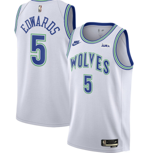 Men's Minnesota Timberwolves #5 Anthony Edwards White 2023/24 Classic Edition Stitched Jersey