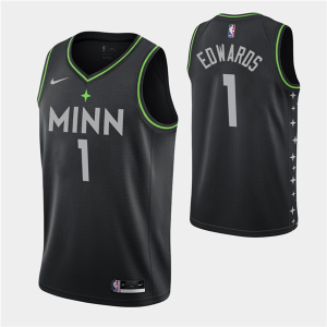 NBA Minnesota Timberwolves #1 Anthony Edwards Black City Swingman 2020-21 Jersey