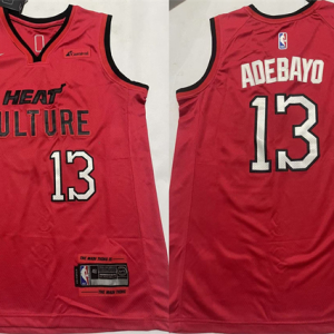 Men's Miami Heat #13 Bam Adebayo Red 2024-25 City Edition Stitched Jersey