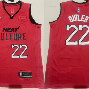 Men's Miami Heat #22 Jimmy Butler Red 2024/25 City Edition Stitched Jersey