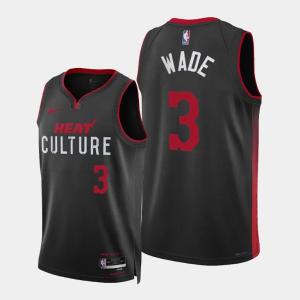 Men's Miami Heat #3 Dwyane Wade Black 2023/24 City Edition Stitched Basketball Jersey