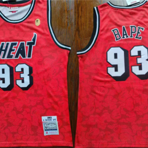 NBA Miami Heat #93 Bape Red Throwback Basketball Jersey