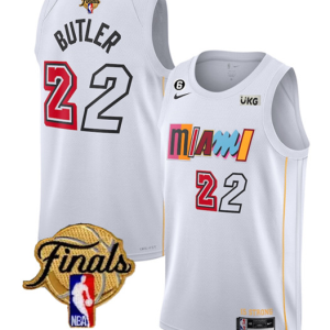 NBA Miami Heat #22 Jimmy Butler White 2023 Finals City Edition With NO.6 Patch Stitched Jersey