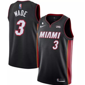 NBA Miami Heat #3 Dwyane Wade Black With NO.6 Patch Stitched Jersey