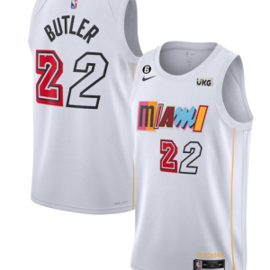 NBA Miami Heat #22 Jimmy Butler White 2022/23 City Edition With NO.6 Patch Stitched Jersey
