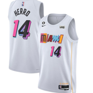 NBA Miami Heat #14 Tyler Herro White 2022/23 City Edition With NO.6 Patch Stitched Jersey