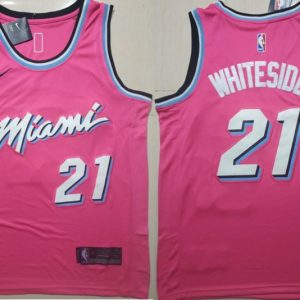 NBA Heat 21 Hassan Whiteside Pink 2018-19 Earned Edition Nike Men Jersey