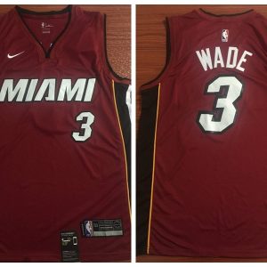 NBA Heat 3 Dwyane Wade Red Nike Men Jersey
