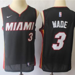 NBA Heat 3 Dwyane Wade Black Nike Men Jersey