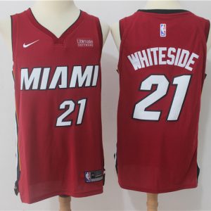 Nike NBA Miami Heat #21 Whiteside Red Jersey