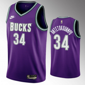 Men's Milwaukee Bucks #34 Giannis Antetokounmpo 2022/23 Purple Jersey