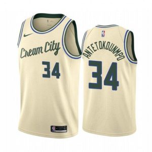 NBA Milwaukee Bucks #34 Giannis Antetokounmpo Cream City Edition Jersey