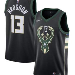 NBA Milwaukee Bucks Black #13 Malcolm Brogdon Statement Edition Jersey