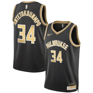 Men's Milwaukee Bucks #34 Giannis Antetokounmpo Black 2024 Select Series Stitched