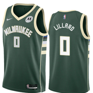 Men's Milwaukee Bucks #0 Damian Lillard Green Icon Edition Stitched Basketball Jersey
