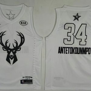 NBA Milwaukee Bucks #34 Antetokounmpo White 2018 All Star Jersey
