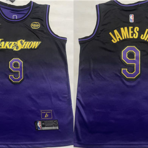 Men's Los Angeles Lakers #9 Bronny James Purple 2024-25 City Edition Stitched Jersey