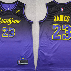 Men's Los Angeles Lakers #23 LeBron James Purple 2024 Stitched Basketball Jersey