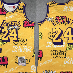 Men's Los Angeles Lakers #24 Kobe Bryant Yellow 1996-97 Throwback Basketball Jersey