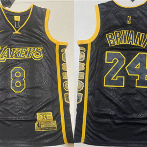 NBA Los Angeles Lakers Front #8 Back #24 Kobe Bryant Black Stitched Baseball Jersey
