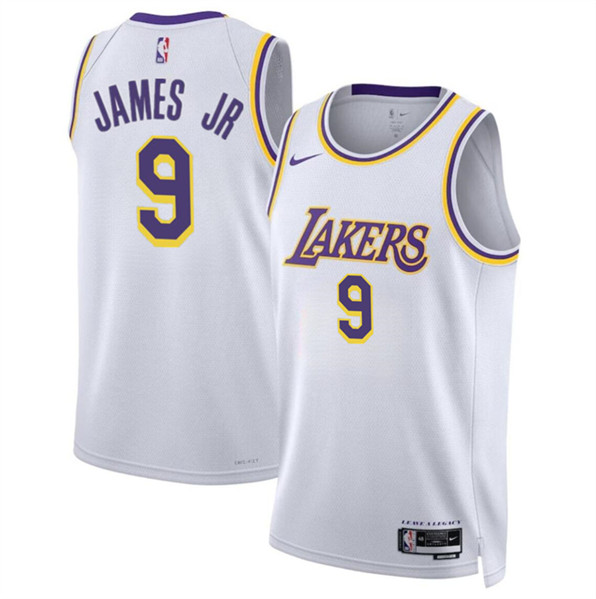 Men's Los Angeles Lakers #9 Bronny James Jr. White 2024 Draft Icon Edition Stitched Jersey