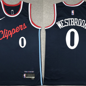 Men's Los Angeles Clippers #0 Russell Westbrook Navy Stitched Jersey